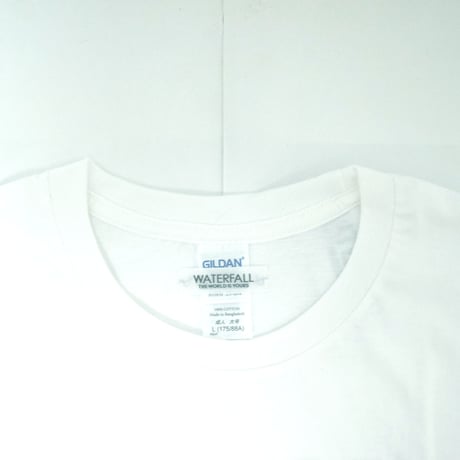 「猫ベース」レコードワッペン猫ツアーTシャツ 　ホワイト S/M/L WATERFALLオリジナル限定商品
