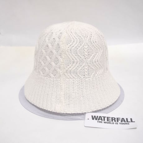 「レコードワッペンサマーニットメトロハット」ホワイト F 2024SS新作　WATERFALL　男女兼用