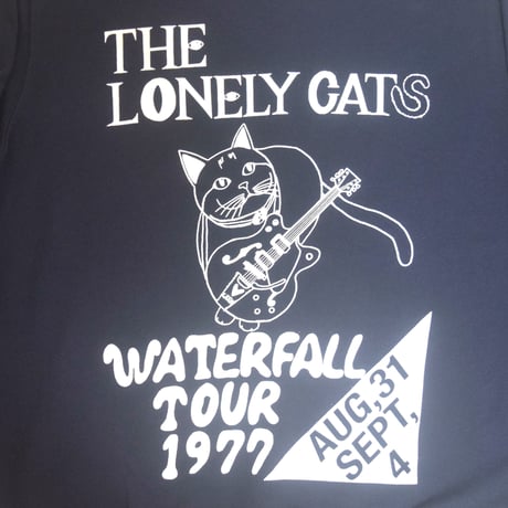 「猫バンド」レコードワッペン猫ツアースウェット  ネイビー M/L/XL WATERFALLオリジナル商品