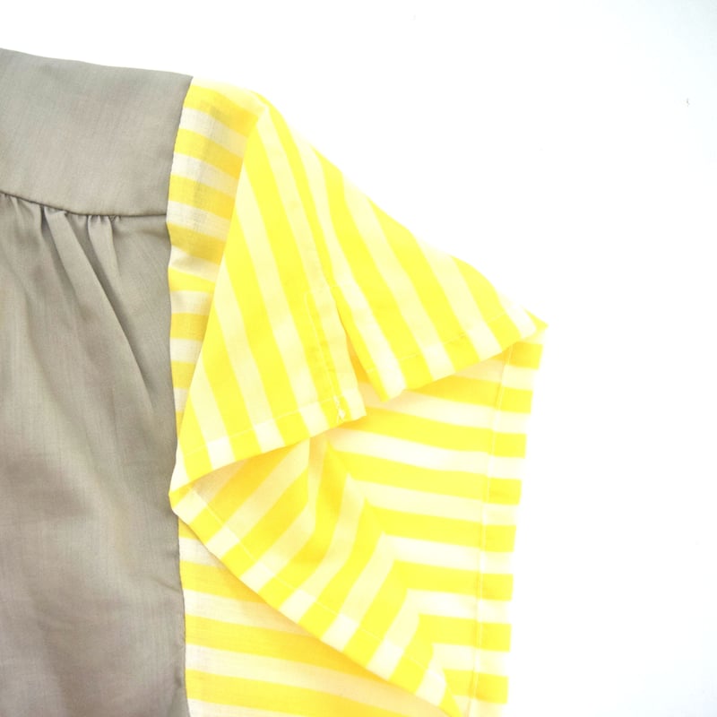 レコードワッペン花刺繍背中プリントレディース開襟シャツ