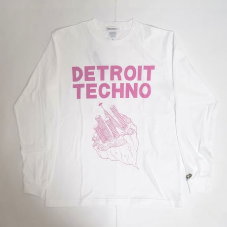 「デトロイトテクノ長袖Tシャツ（DETROIT TECHNO）」ホワイト S/M/L/XL 復刻品 WATERFALL