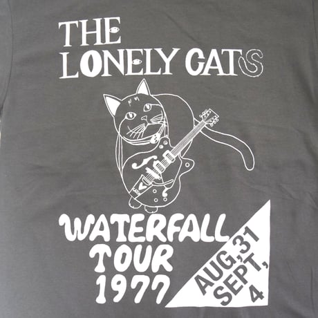「猫バンド」レコードワッペン猫ツアーTシャツ 2021SS新色 チャコール S/M/L WATERFALL限定品