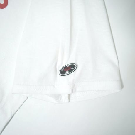 「猫ベース」レコードワッペン猫ツアーTシャツ 　ホワイト S/M/L WATERFALLオリジナル限定商品