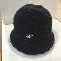 「レコードワッペンもこもこメトロハット」ブラック F 2025冬新作　WATERFALL　男女兼用