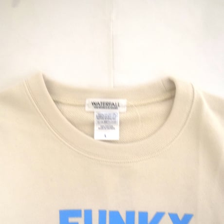 「猫ドラム」レコードワッペン猫ツアースウェット  ベージュ M/L/XL WATERFALLオリジナル商品