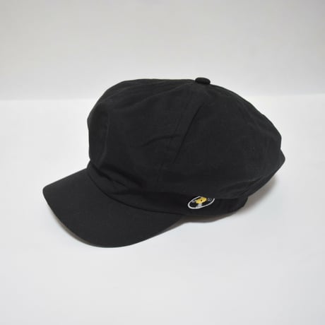 「レコードワッペン綿素材キャスケット」　ブラック　F　WATERFALL コラボ商品　ユニセックス