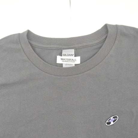 「レコードワッペン半袖Tシャツ（ELECTRIC FLOWER）」チャコール S/M/L　夏新作 WATERFALL