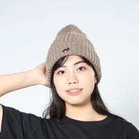 「レコードワッペン2wayニット帽」グレージュ　F　2023AW新作　WATERFALL　ユニセックス