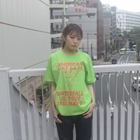 「猫ベース」レコードワッペン猫ツアーTシャツ 2021SS新色 ライム S/M/L WATERFALL限定商品