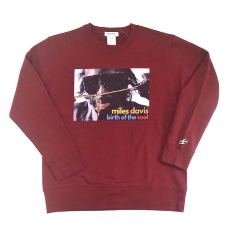「MILES DAVIS」ボルドー ジャズスウェット（写真家・内山繁氏コラボ） WATERFALL　S/ M/ L/ XL