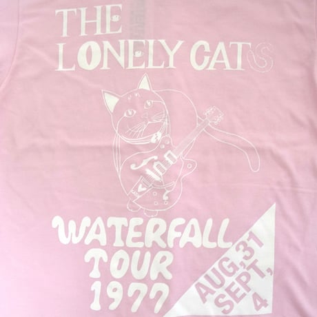 「猫バンド」レコードワッペン猫ツアーTシャツ 2021SS新色 ピンク S/M/L WATERFALL限定商品