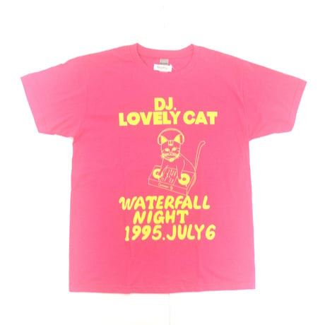 「DJ猫」レコードワッペン猫ツアーTシャツ 2023SS 新色 ピンク S/M/L/XL WATERFALL限定商品