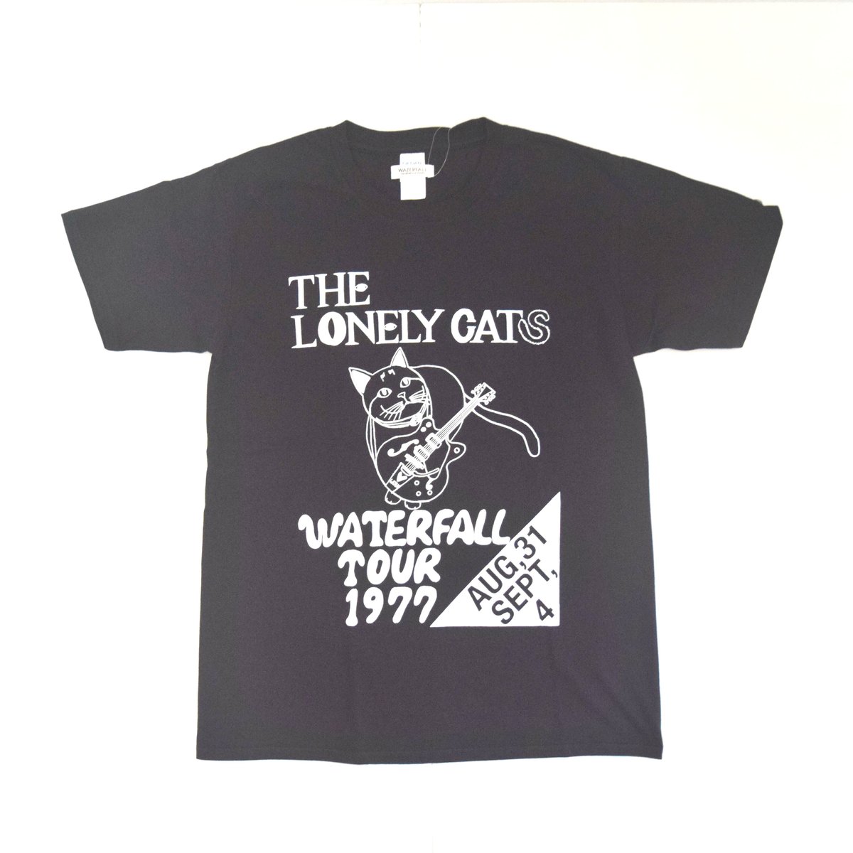 猫バンド」レコードワッペン猫ツアーTシャツ ブラック S/M/L WATERFALL