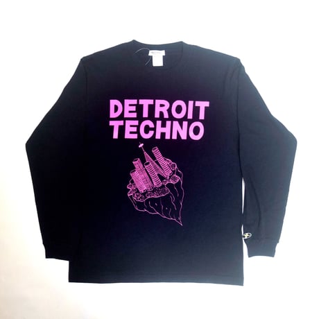 「デトロイトテクノ長袖Tシャツ（DETROIT TECHNO）」ネイビー S/M/L/XL 新色 WATERFALL
