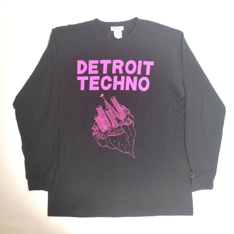 「デトロイトテクノ長袖Tシャツ（DETROIT TECHNO）」スモークBLACK  S/M/L/XL  WATERFALL