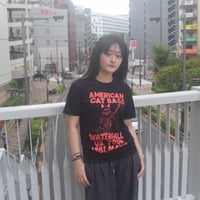 「猫ベース」レコードワッペン猫ツアーTシャツ 　ブラック S/M/L WATERFALLオリジナル限定商品