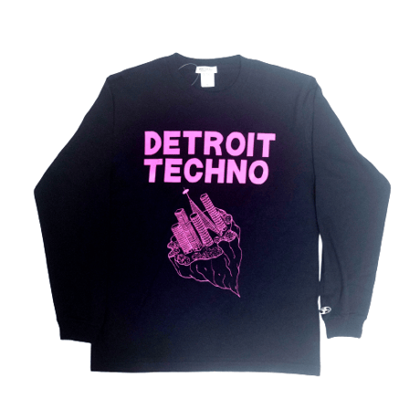 「デトロイトテクノ長袖Tシャツ（DETROIT TECHNO）」ネイビー S/M/L/XL 新色 WATERFALL