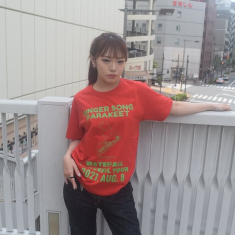 「インコピアノ/シンセサイザー」鳥ツアーTシャツ   2024SS 新色 レッド S/M/L WATERFALL