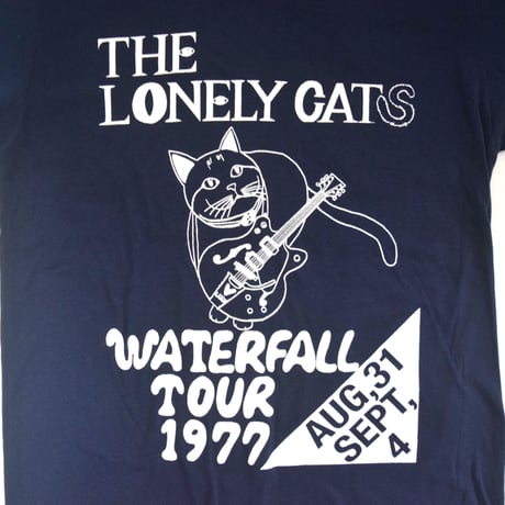「猫バンド」レコードワッペン猫ツアーTシャツ 2021SS新色 ネイビー S/M/L WATERFALL限定品
