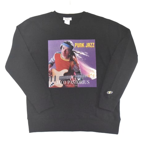 「JACO PASTORIUS」ブラック ジャズスウェット（写真家・内山繁氏撮） WATERFALL S/ M/ L/ XL