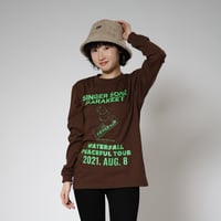「インコ電子ピアノ/シンセサイザー」鳥ツアー長袖Tシャツ  ブラウン S/M/L/XL WATERFALL