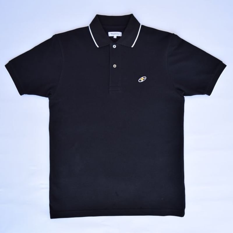 レコードワッペン綿カノコポロシャツ」 ブラック M / L WATERFALL