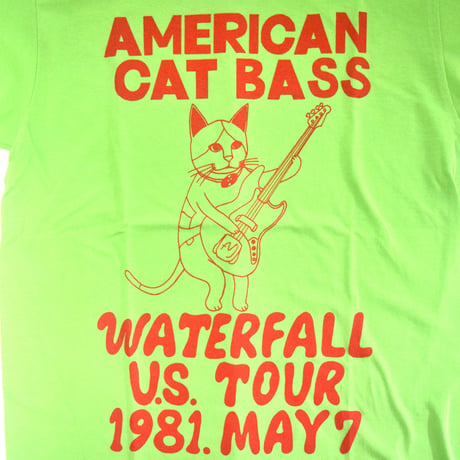 「猫ベース」レコードワッペン猫ツアーTシャツ 2021SS新色 ライム S/M/L WATERFALL限定商品