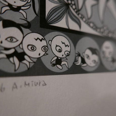 Akiko Miura+86B210",Mandala-esque"オリジナルイラストプリント Akiko Miura "To Live" Oliginal ilustration print