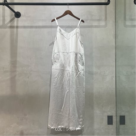 2410804 サテン裾ドロストサロペットパンツ