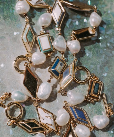 chaso chimi 二連しずく型パールコラージュピアス chaso chimi 二連しずく型パールコラージュピアス