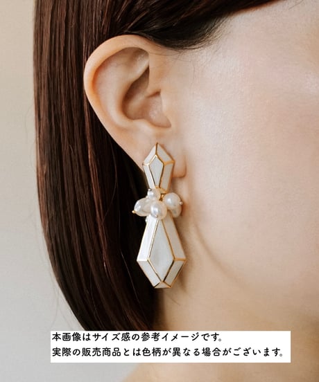 ２連しずく型パールコラージュ【ピアス】マーブル×シルバー