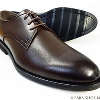 PARASHOE 本革プレーントゥ ビジネスシューズ 濃茶 3E（EEE）22cm、22.5cm、23cm、23.5cm、24cm【小さいサイズ（スモールサイズ）革靴・紳士靴】(PS1800-DBR)