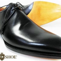 PARASHOE ハンドメイド 本革底 2アイレットプレーントゥ ビジネスシューズ 黒 22cm～30cm ワイズ 2E～3E【ハンドソーンウェルト製法/PSY1031-BLK】