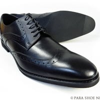 PARASHOE 本革 ウィングチップ ビジネスシューズ 黒 ワイズ 4E（EEEE）27.5cm、28cm、28.5cm、29cm、29.5cm、30cm、31cm、32cm（PS1807-BLK）