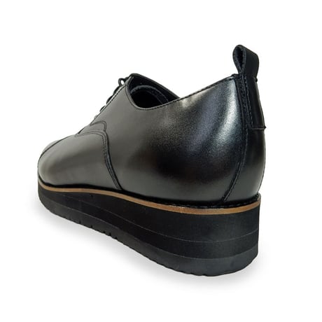 PARASHOE 本革 内羽根ストレートチップ 厚底ビジネスシューズ（ビジネススニーカー・ドレススニーカー）3E 黒【ビジカジ革靴／大きいサイズ・小さいサイズ対応】(PS-1822-BLK)
