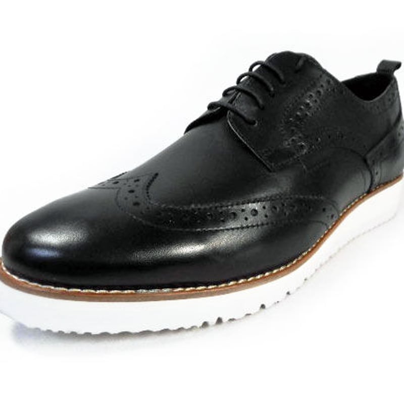 PARASHOE 本革 ウィングチップ ビジネスカジュアルシューズ 厚底白