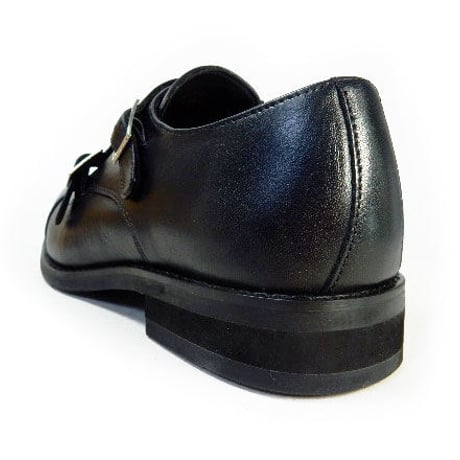 PARASHOE 本革 ダブルモンクストラップ ビジネスシューズ 黒 3E 22cm、22.5cm、23cm、23.5cm、24cm【小さいサイズ 革靴】（PS-1803-BLK）