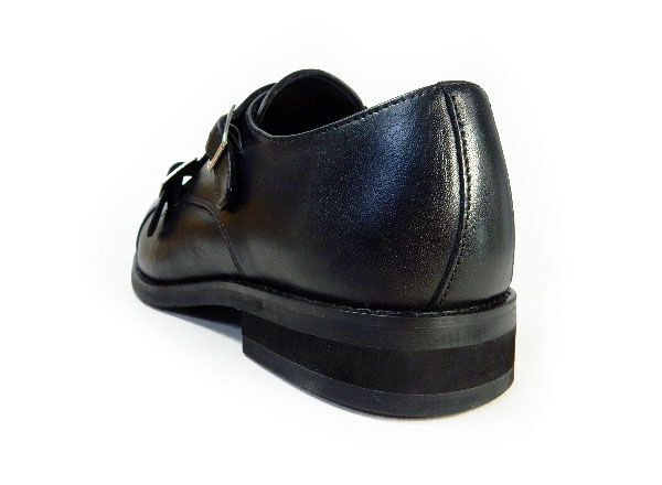 PARASHOE 本革 ダブルモンクストラップ ビジネスシューズ 黒 3E 22cm