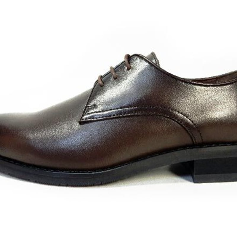 PARASHOE 本革プレーントゥ ビジネスシューズ 濃茶 3E（EEE）22cm