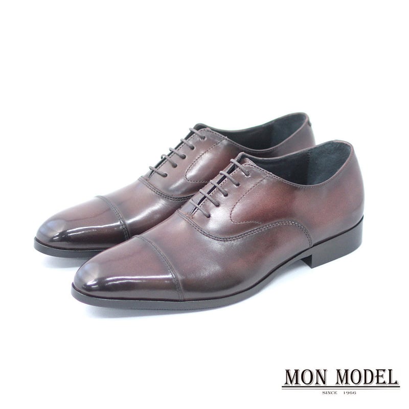 MON MODEL 本革 内羽根ストレートチップ ビジネスシューズ 手染め
