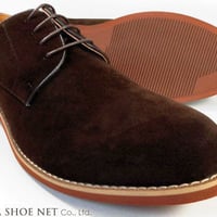 PARASHOE スエードプレーントゥ ビジネスカジュアルシューズ ダークブラウン ワイズ3E 27.5cm、28cm、29cm、30cm【大きいサイズ（ビッグサイズ）靴／PS-11305-DBR】