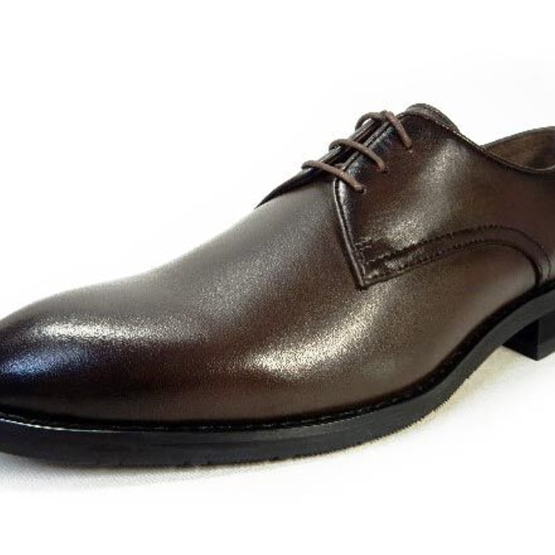 PARASHOE 本革プレーントゥ ビジネスシューズ 濃茶 3E（EEE）22cm