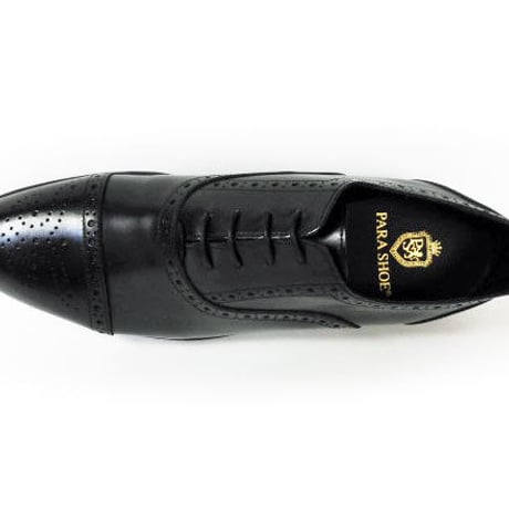 PARASHOE 本革 内羽根セミブローグ ビジネスシューズ 黒（ブラック）ワイズ2E（EE）～3E（EEE）【マッケイ製法・メンズ革靴・紳士靴】 (PS-13004-BLK)