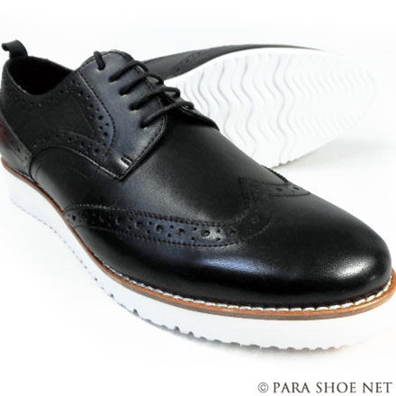 PARASHOE 本革 ウィングチップ ビジネスカジュアルシューズ 厚底