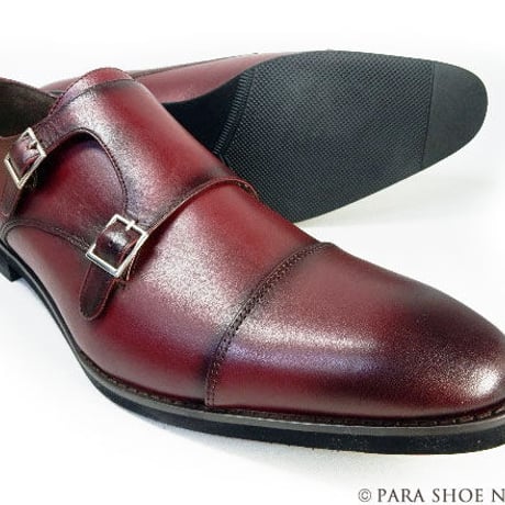 PARASHOE 本革 ダブルモンクストラップ ビジネスシューズ ワイン 4E 27.5cm、28cm、28.5cm、29cm、29.5cm、30cm、31cm、32cm（PS1808-WIN）
