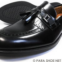 Veneziano 本革 キルトタッセル ビジネスシューズ 黒 幅広5E（Fワイズ）27.5cm、28cm、28.5cm、29cm、30cm【9932-BLK】