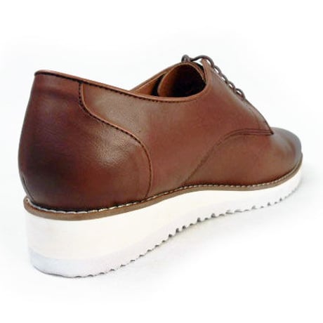 PARASHOE 本革  プレーントゥ ビジネスカジュアルシューズ 厚底白ソール 3E（EEE）茶色 22cm～32cm【メンズ革靴・紳士靴／大きいサイズ、小さいサイズあり】（PS-1811-BR）