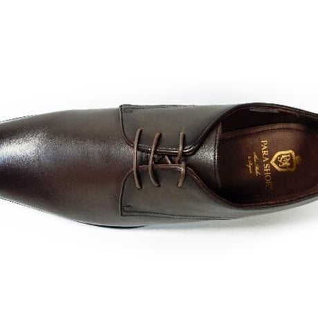 PARASHOE 本革プレーントゥ ビジネスシューズ 濃茶 4E 27.5cm、28cm、28.5cm、29cm、29.5cm、30cm、31cm、32cm【大きいサイズ革靴】(PS1809-DBR)