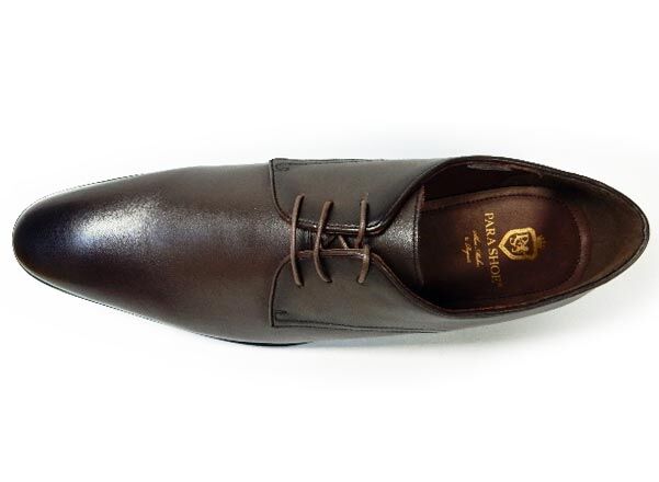 新品未使用　HINABISHI プレーントゥシューズ　革靴　ブラウン PARASHOE 本革プレーントゥ ビジネスシューズ 濃茶 4E 27.5cm