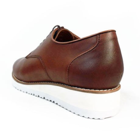 PARASHOE 本革  プレーントゥ ビジネスカジュアルシューズ 厚底白ソール 3E（EEE）茶色 22cm～32cm【メンズ革靴・紳士靴／大きいサイズ、小さいサイズあり】（PS-1811-BR）